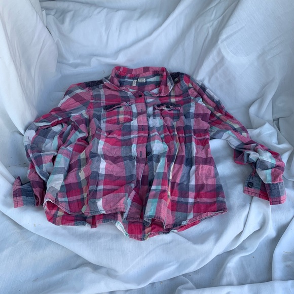 Pink plaid button down shirt - Picture 2 of 2